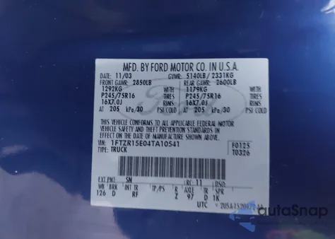 2004 Ford Ranger Xlt from USA, damaged, VIN 1FTZR15E04TA10541